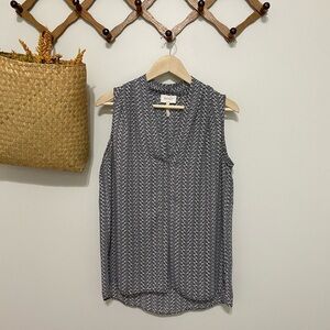 Laundry By Shelli Segal Black and White Sleeveless Blouse with Mandarin Collar